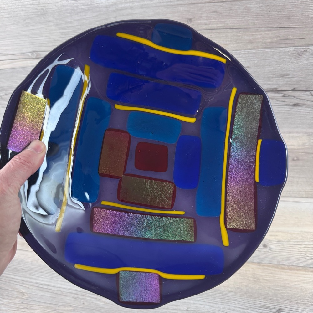 Abstract Fused Glass Art Bowl Accent bowl catch all bowl - Picture 6 of 9